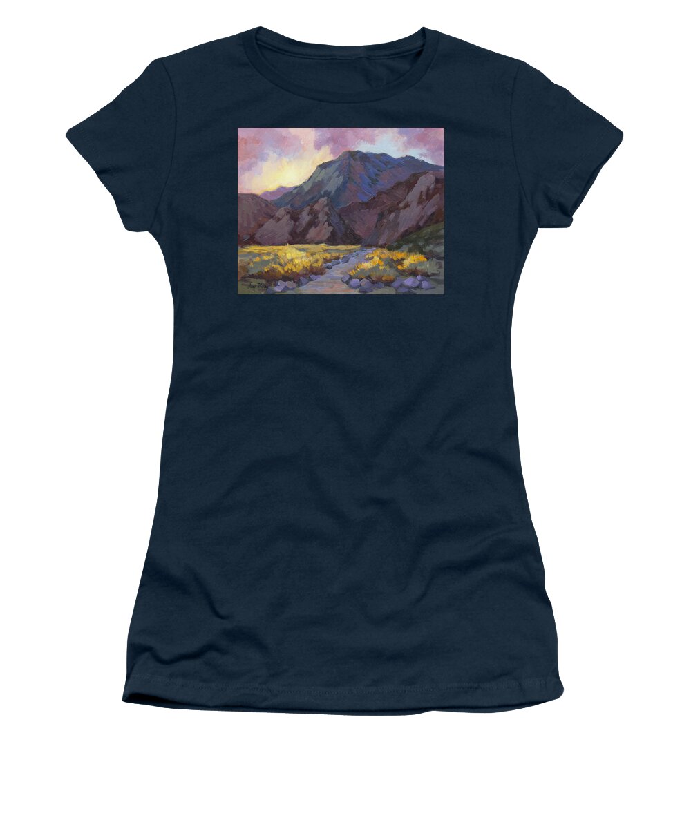 La Quinta Women's T-Shirt featuring the painting A Walk in La Quinta Cove #2 by Diane McClary