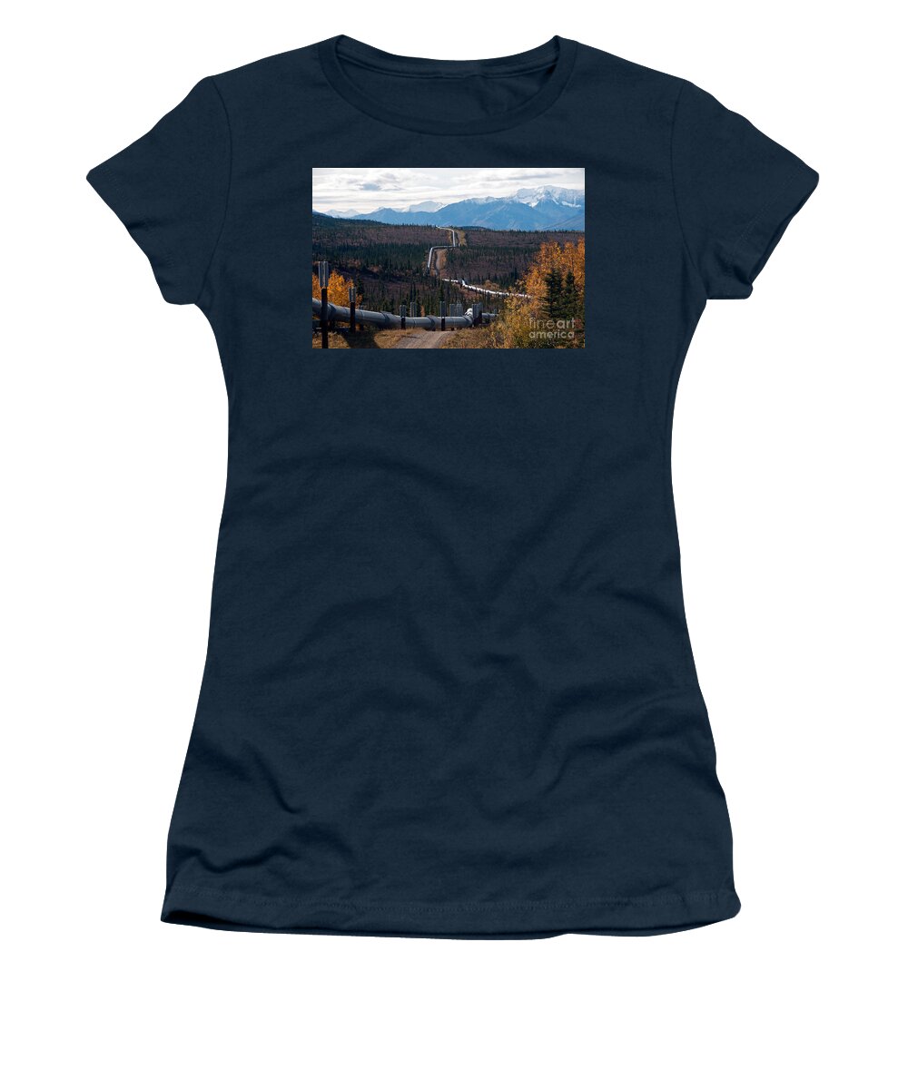 Nature Women's T-Shirt featuring the photograph Alaska Oil Pipeline by Mark Newman