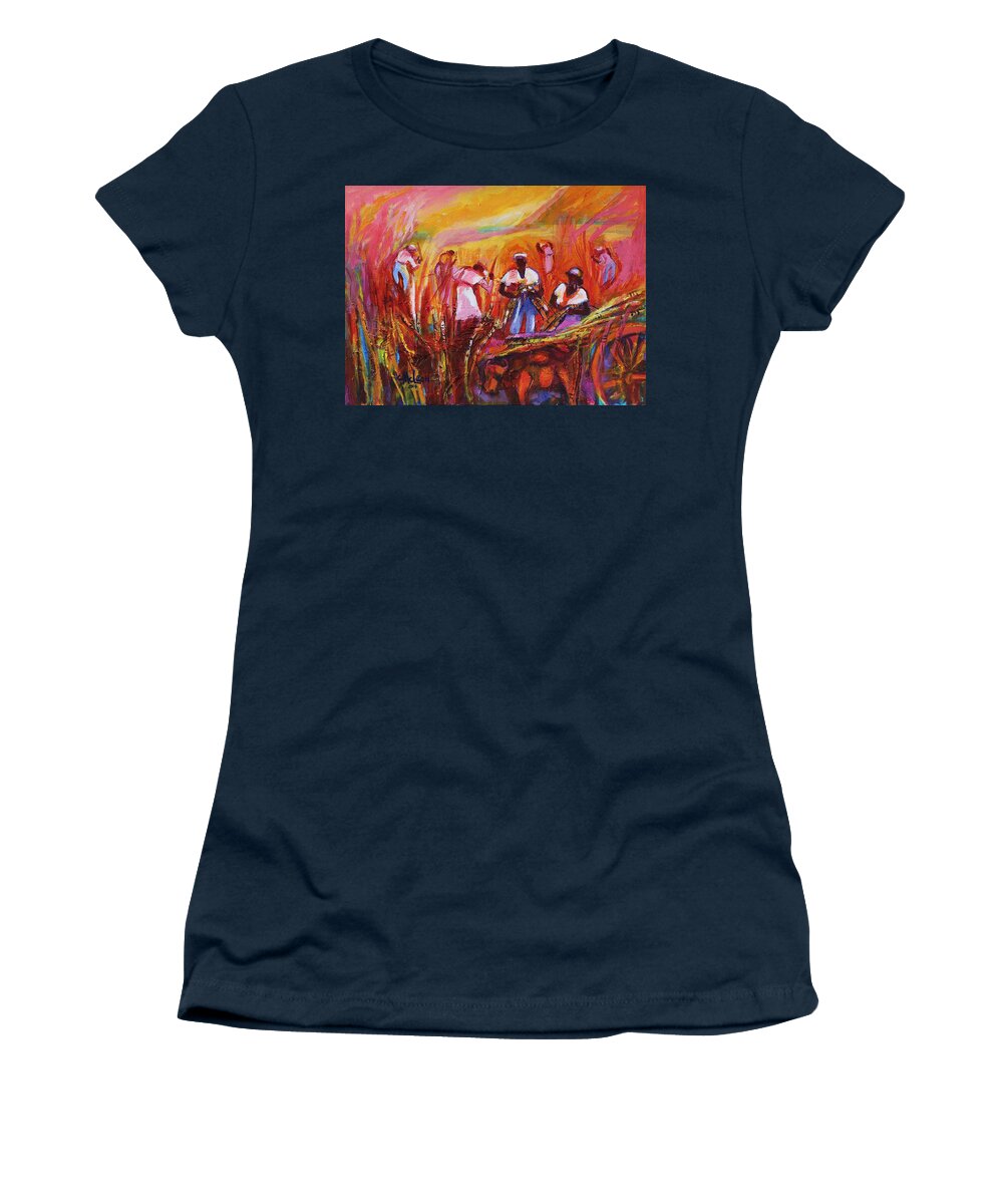 Abstract Women's T-Shirt featuring the painting Cane Harvest #2 by Cynthia McLean