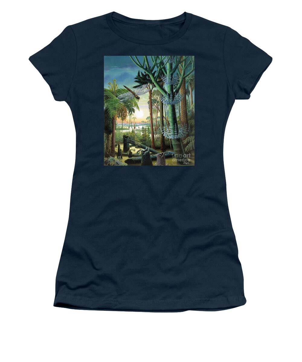 Illustration Women's T-Shirt featuring the photograph Carboniferous Landscape #2 by Publiphoto