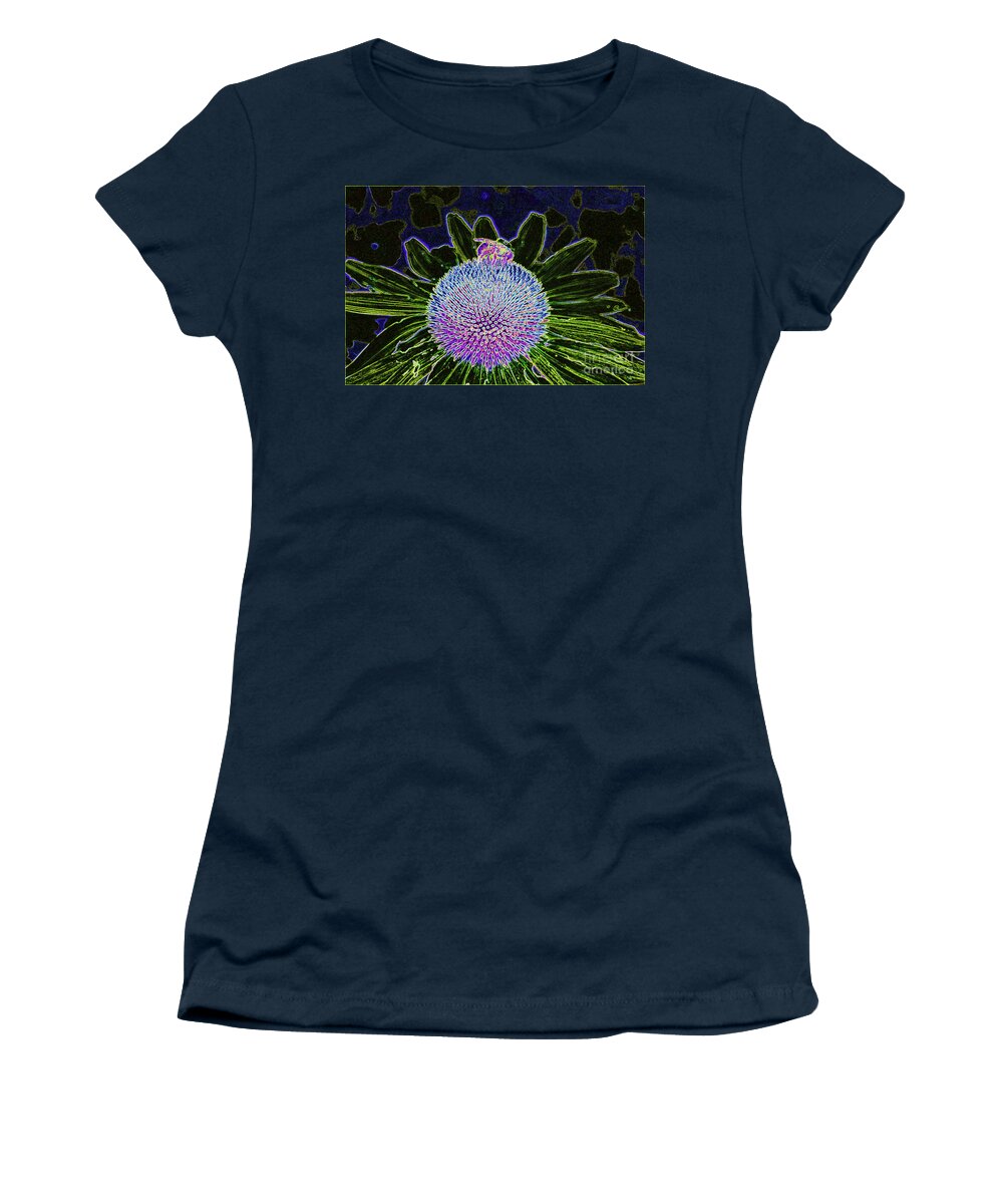 First Star Women's T-Shirt featuring the photograph Echinacea and Bee #1 by First Star Art