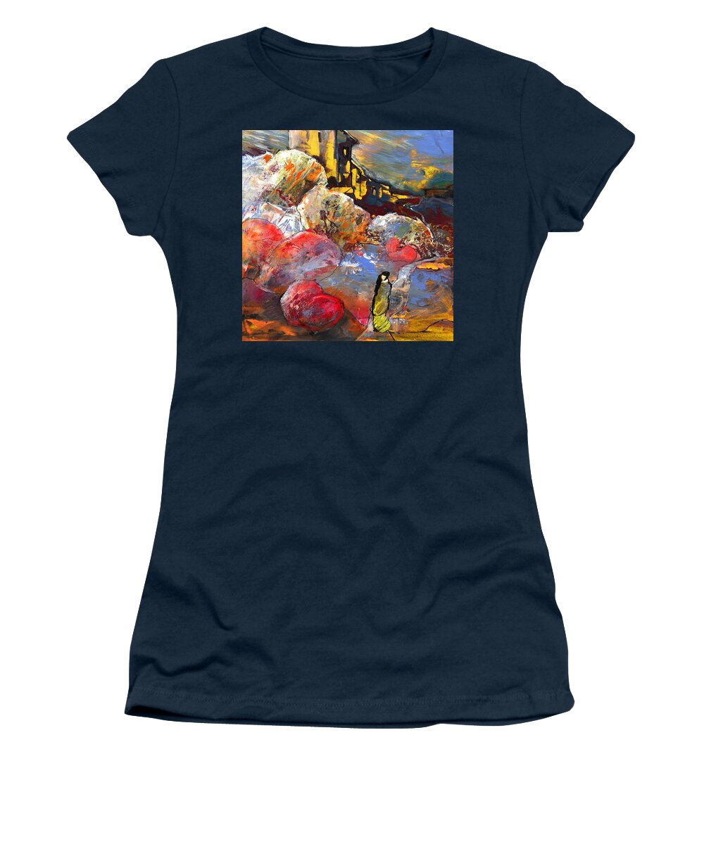Impressionism Women's T-Shirt featuring the painting Heart of Stone #1 by Miki De Goodaboom