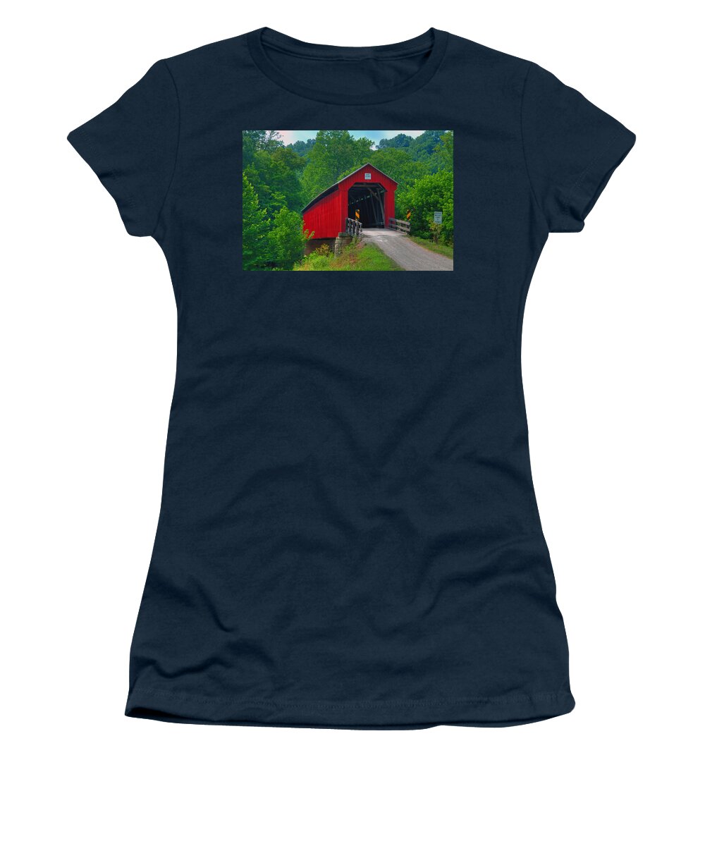 Ohio Women's T-Shirt featuring the photograph Hune Covered bridge by Jack R Perry