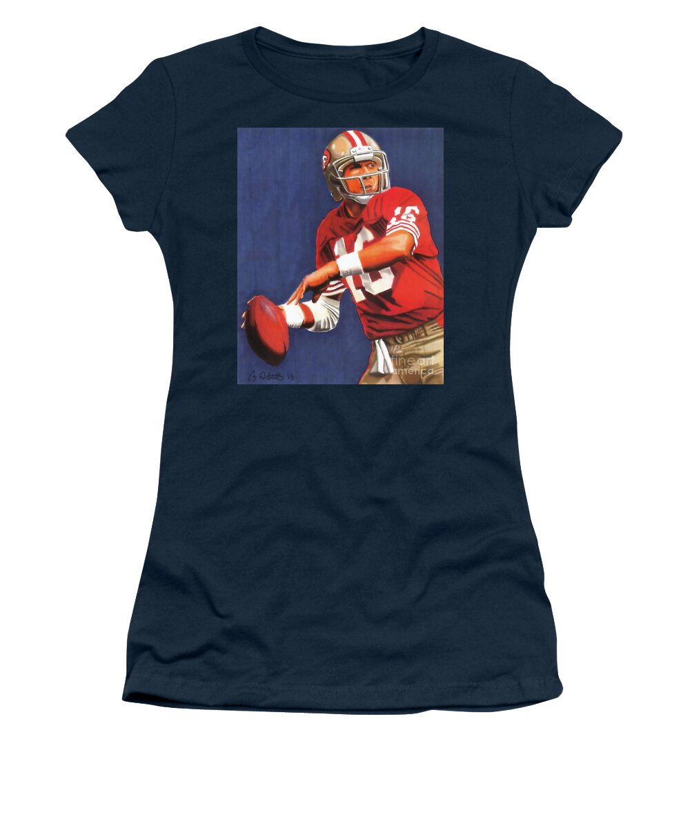 Joe Montana Women's T-Shirt featuring the drawing Joe Montana by Cory Still