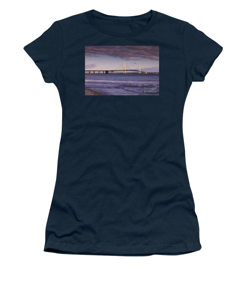 Michigan Women's T-Shirt featuring the photograph Mackinac Bridge #1 by Timothy Hacker