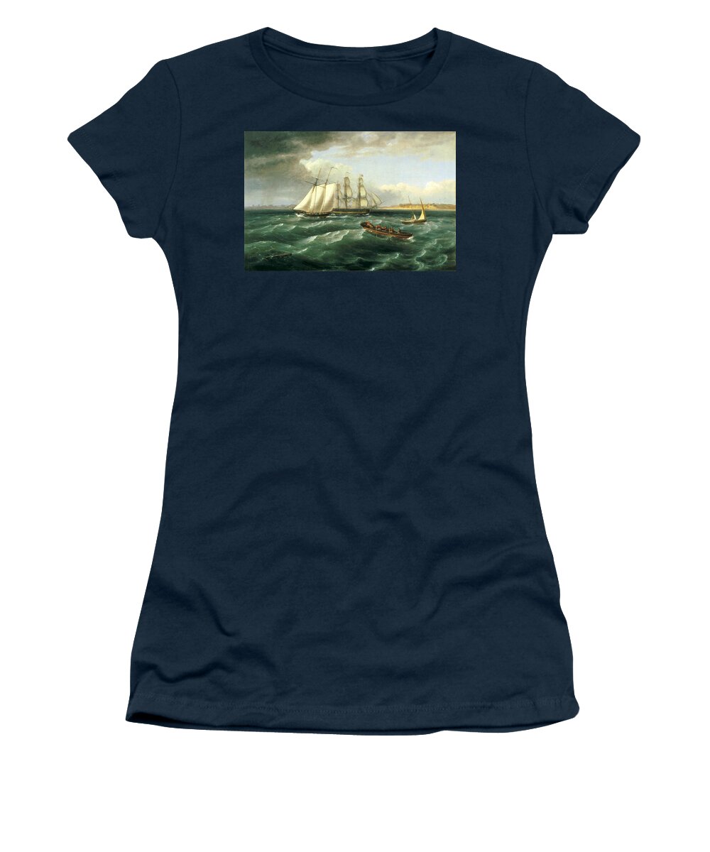 Mouth Of The Delaware Women's T-Shirt featuring the painting Mouth of the Delaware #3 by Thomas Birch
