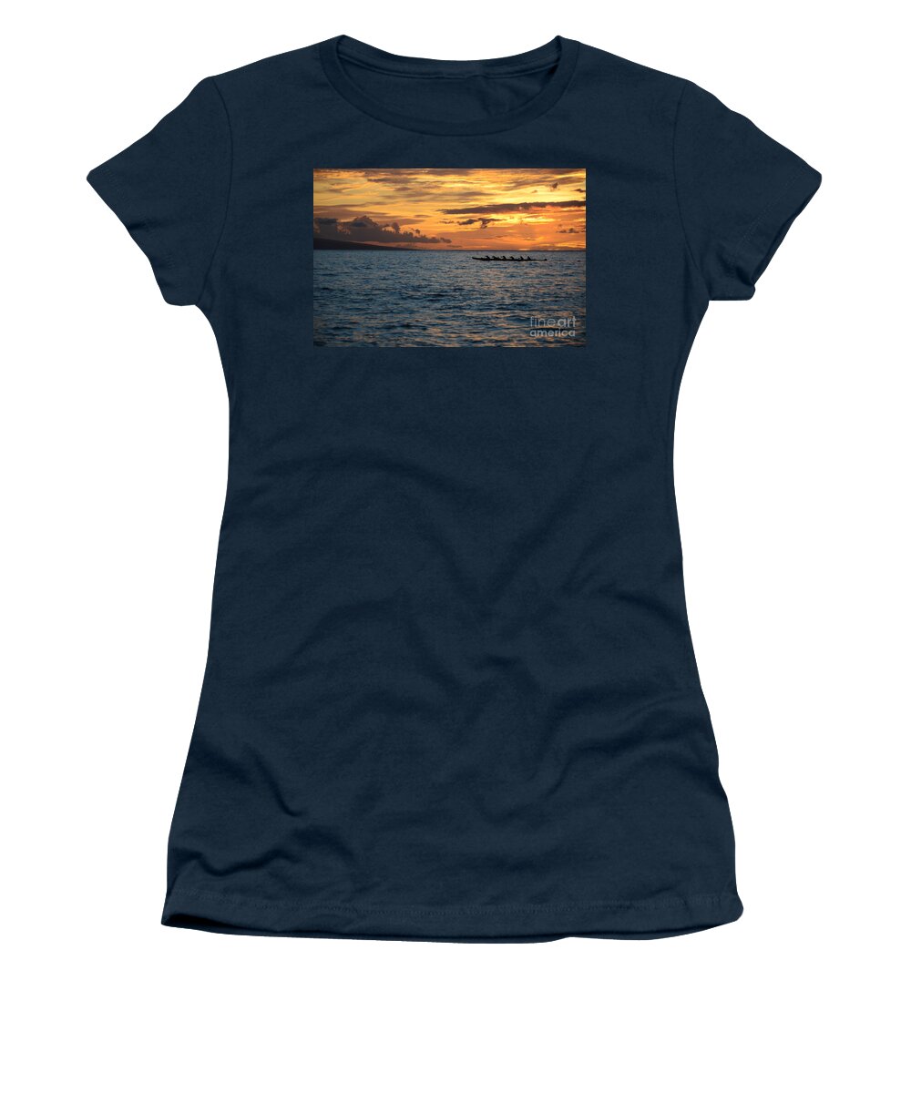 Photograph Women's T-Shirt featuring the photograph Outrigger Sunset #1 by Kelly Wade