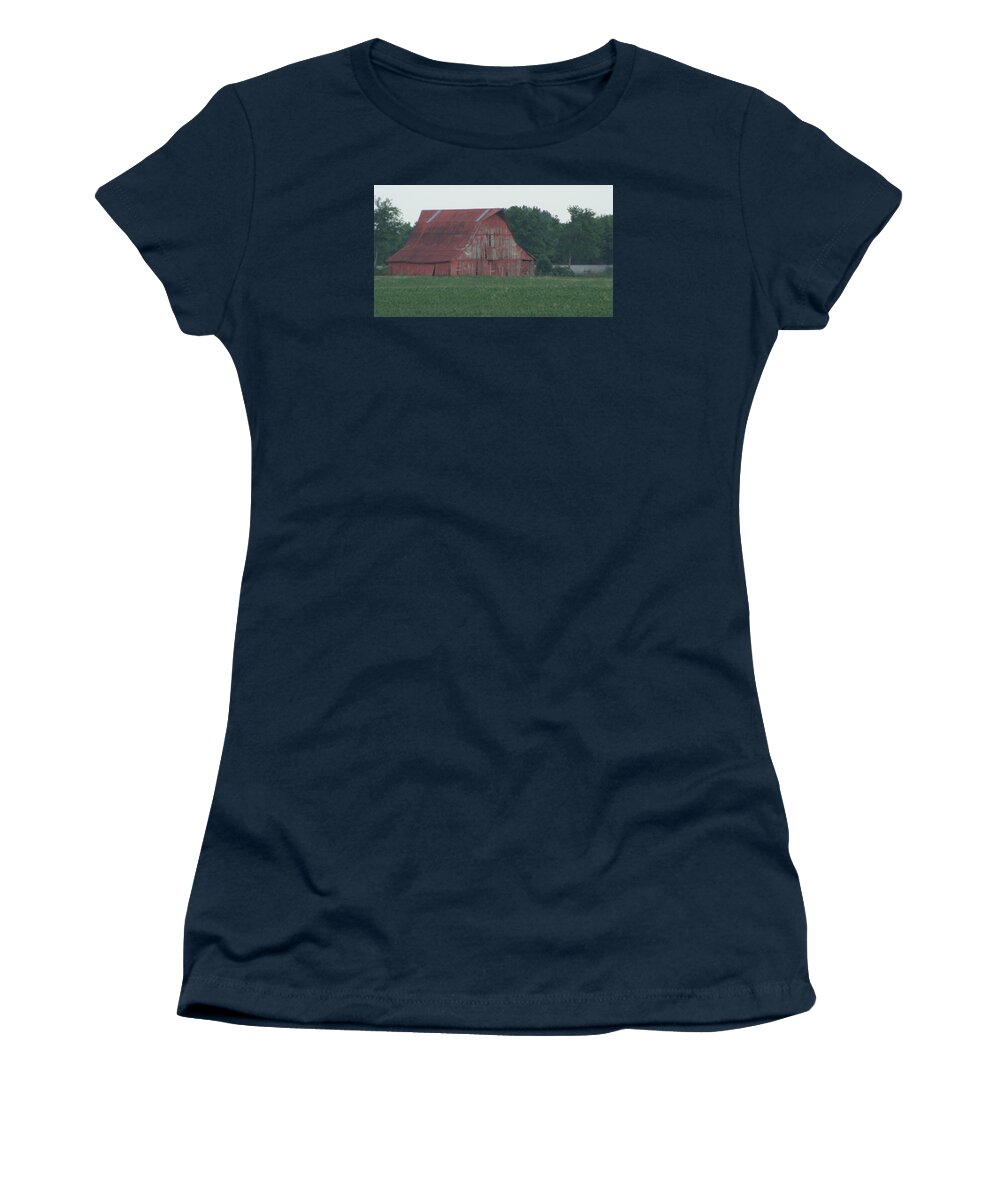 Barn Women's T-Shirt featuring the photograph Weathered Red Barn in Kentucky by Valerie Collins