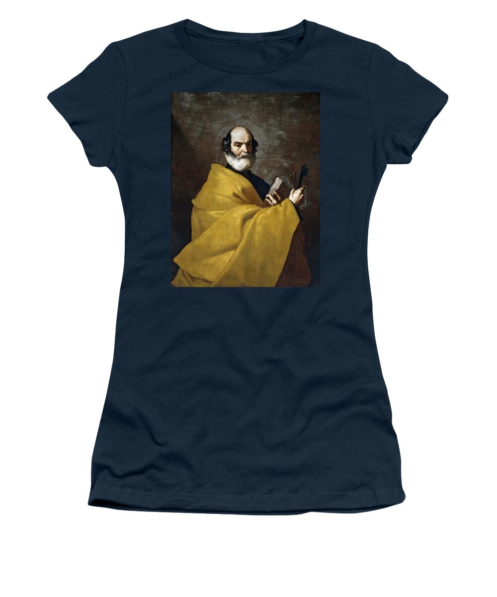 Jusepe De Ribera Women's T-Shirt featuring the painting Saint Peter #1 by Jusepe de Ribera