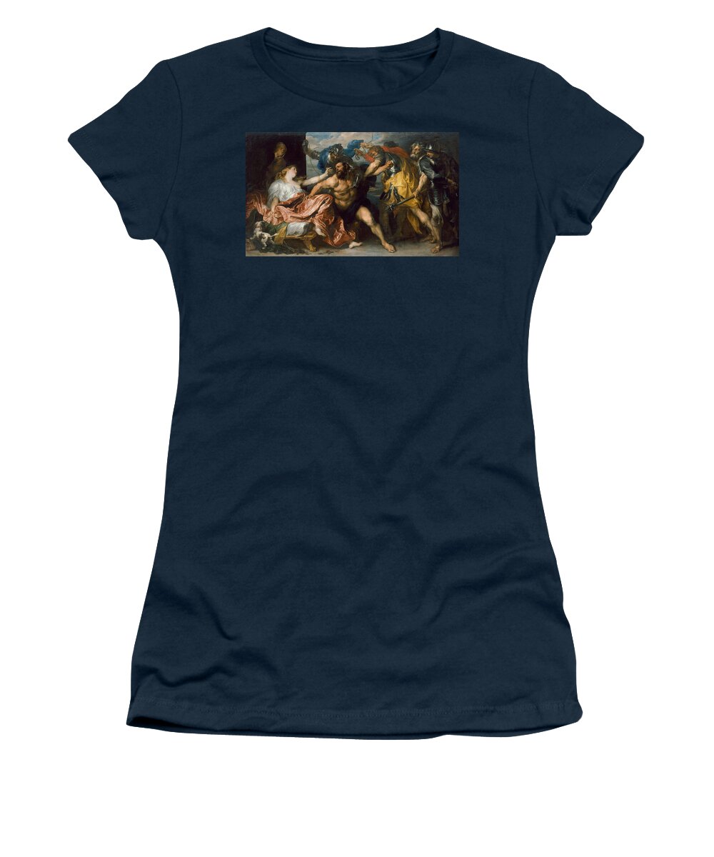 Anthony Van Dyck Women's T-Shirt featuring the painting Samson and Delilah #4 by Anthony van Dyck
