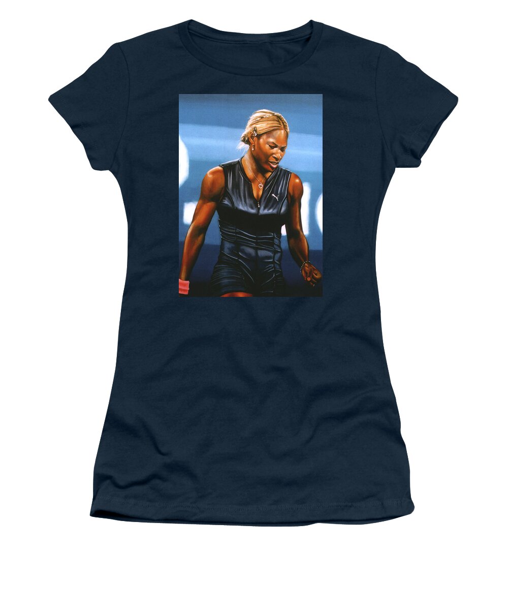 Serena Williams Women's T-Shirt featuring the painting Serena Williams by Paul Meijering
