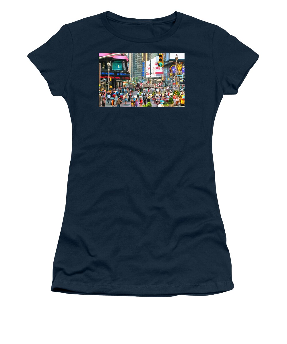 Big Apple Women's T-Shirt featuring the photograph Times Square New York by Mick Flynn