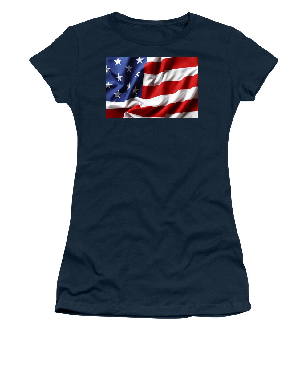 Flag Women's T-Shirt featuring the photograph USA flag No.52 by Les Cunliffe