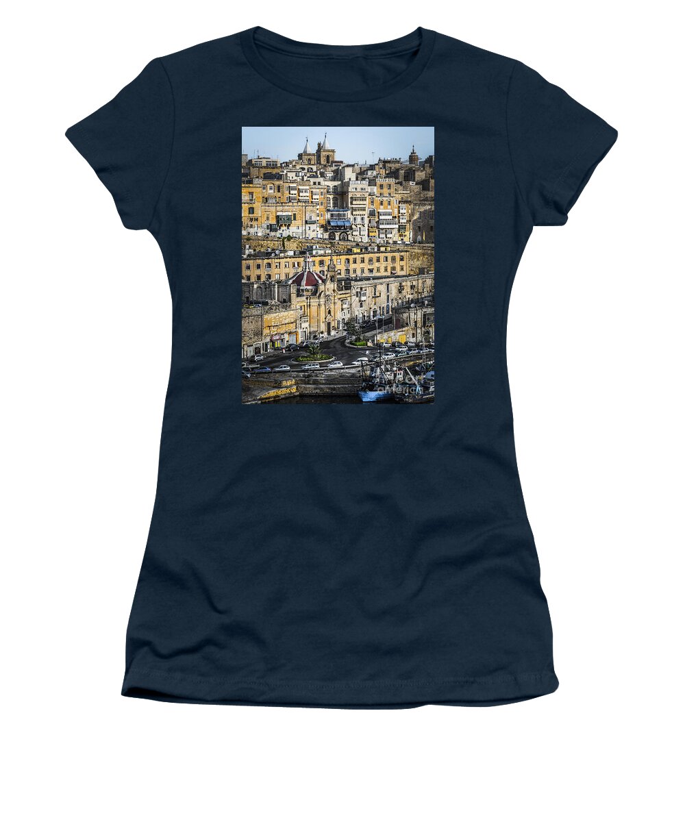 Valletta Women's T-Shirt featuring the photograph Valletta Malta by Paul and Helen Woodford
