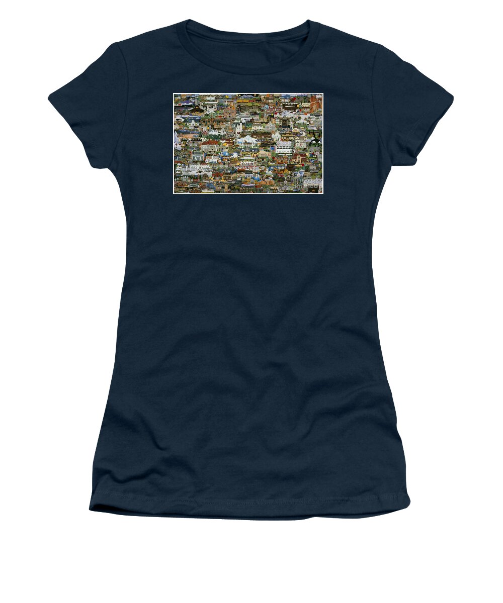 Collage Women's T-Shirt featuring the painting 100 Painting Collage by Jennifer Lake