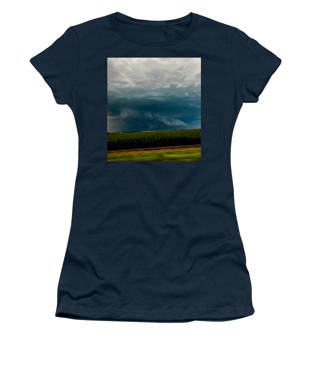 South Central Nebraska Women's T-Shirt featuring the photograph Industrial Light and Nebraska Thunderstorm Magic #17 by NebraskaSC