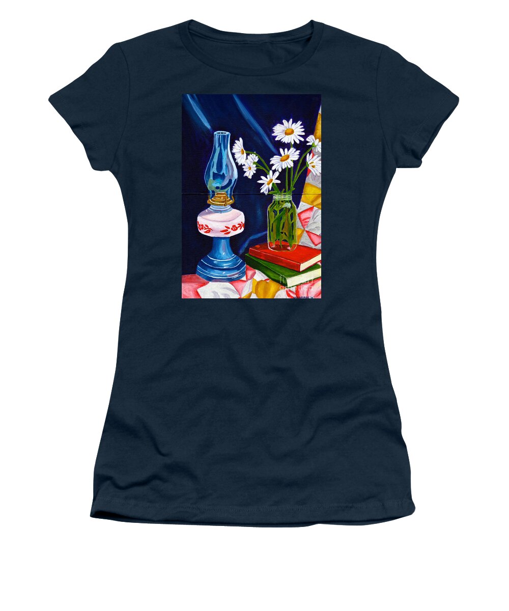 Lamp Women's T-Shirt featuring the painting 2 Books and a Lamp by Laura Forde