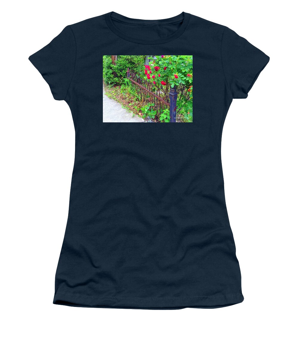 Wrought Iron Canvas Print Women's T-Shirt featuring the photograph Old Wrought Iron Gate 2 #2 by Becky Lupe