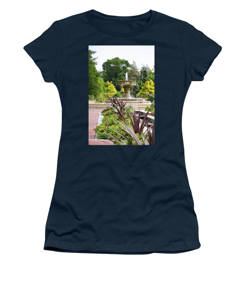 Sarah Lee Baker Perennial Garden Women's T-Shirt featuring the painting Sarah Lee Baker Perennial Garden 4 #2 by Jeelan Clark