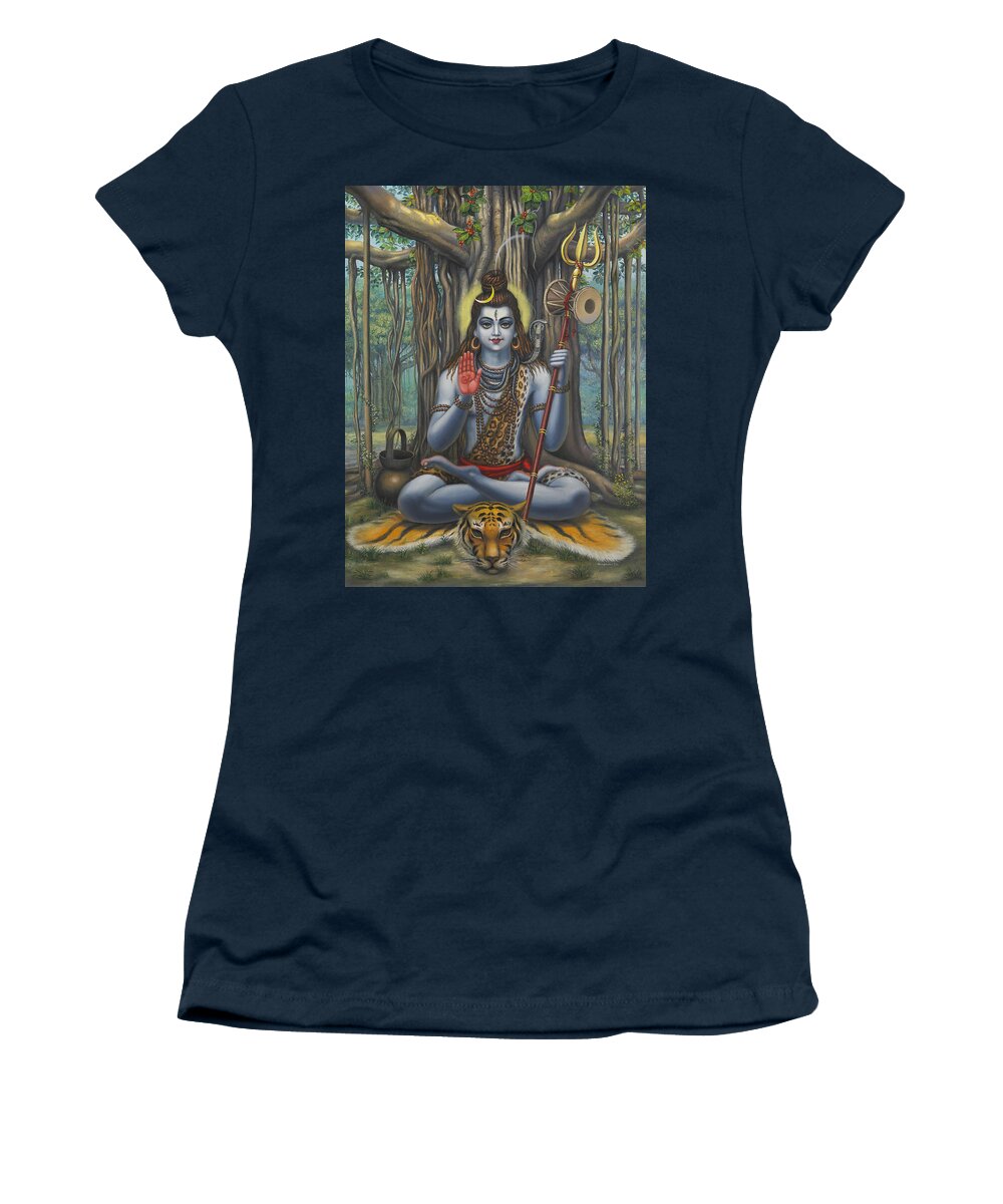 Shiva Women's T-Shirt featuring the painting Shiva #3 by Vrindavan Das