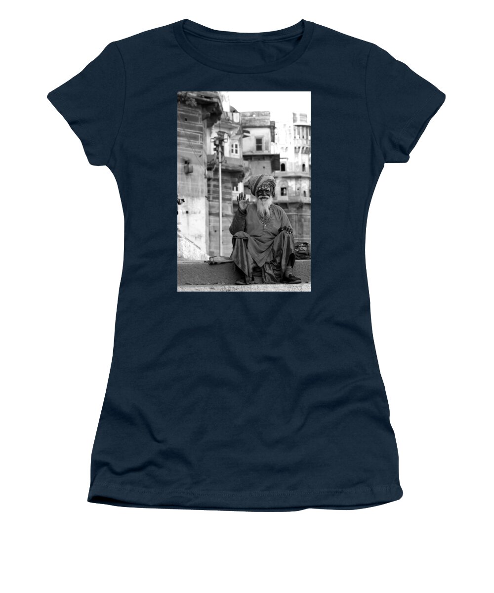 Street Photography Women's T-Shirt featuring the photograph Varanasi Man #2 by Amanda Stadther