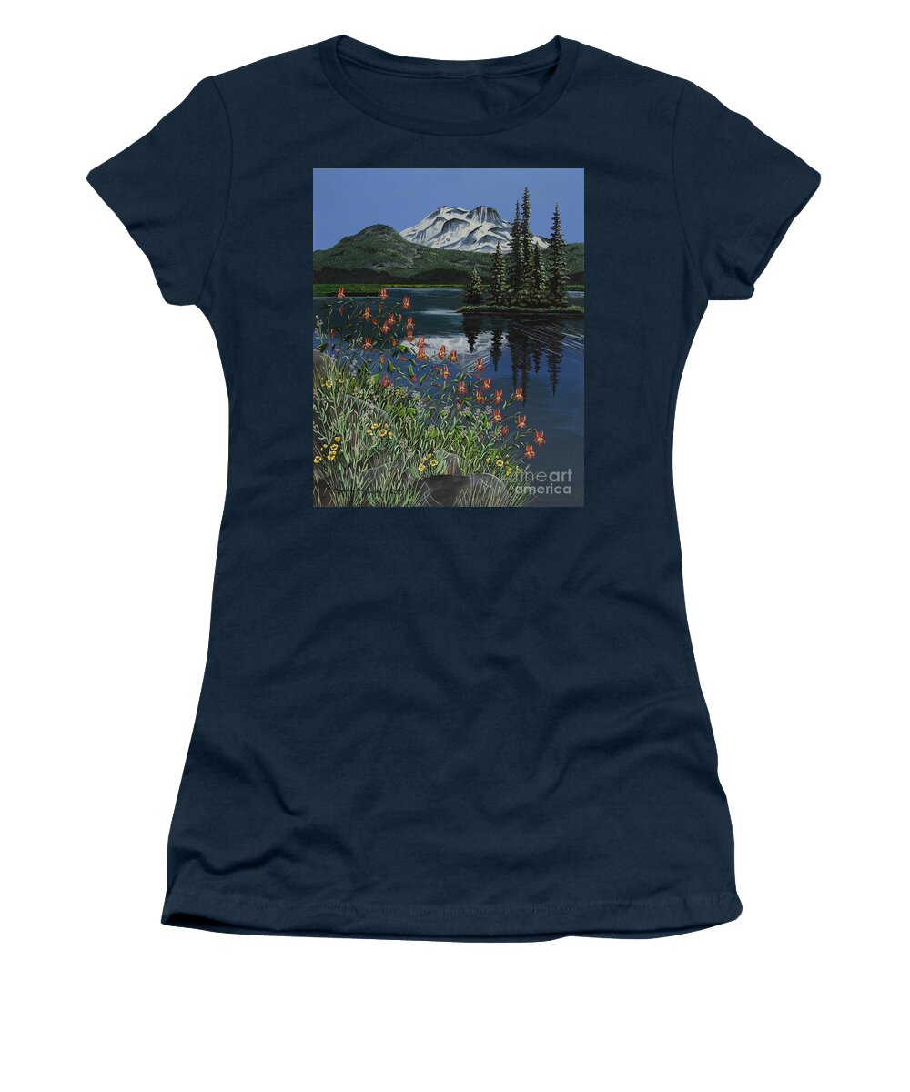Mountain Women's T-Shirt featuring the painting A Peaceful Place #2 by Jennifer Lake