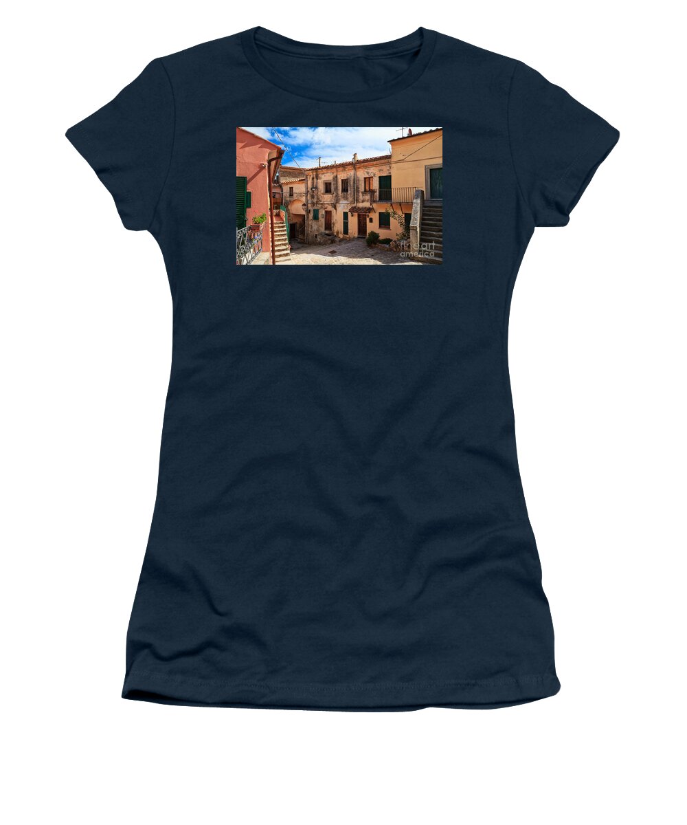 Marciana Women's T-Shirt featuring the photograph Elba Island - view in Marciana by Antonio Scarpi