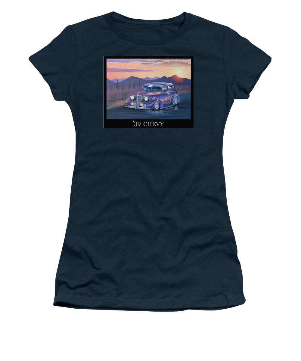 Automotive Women's T-Shirt featuring the painting '39 Chevy #39 by Stuart Swartz