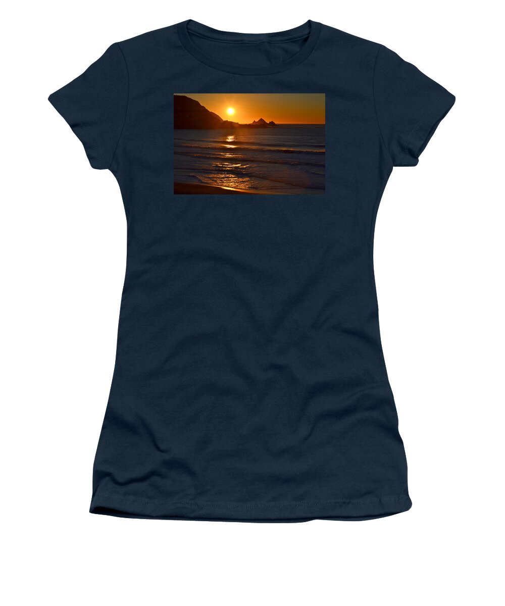 Pacifica Women's T-Shirt featuring the photograph Linda Mar Beach at Sunset #4 by Dean Ferreira