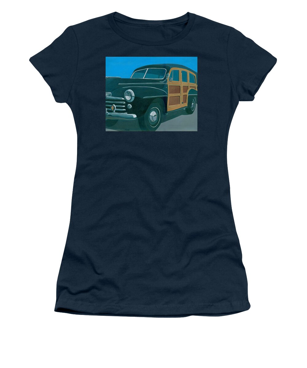 48 Woody Women's T-Shirt featuring the painting 48 Ford Woody by Gerry High