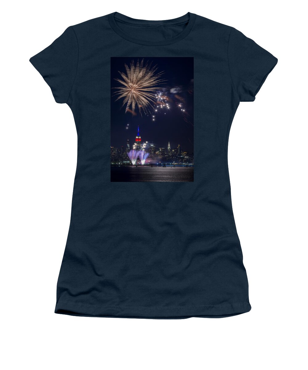 4th Women's T-Shirt featuring the photograph 4th of July fireworks by Eduard Moldoveanu