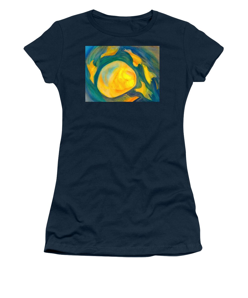 Birds Women's T-Shirt featuring the painting A birdbell morning by Suzy Norris