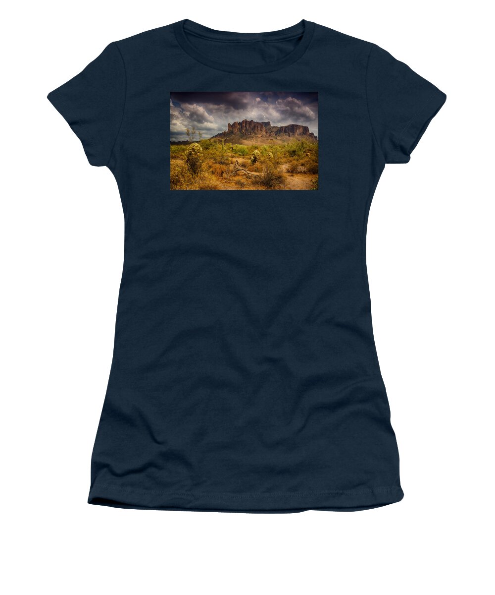 Sunset Women's T-Shirt featuring the photograph A Day at the Superstitions by Saija Lehtonen