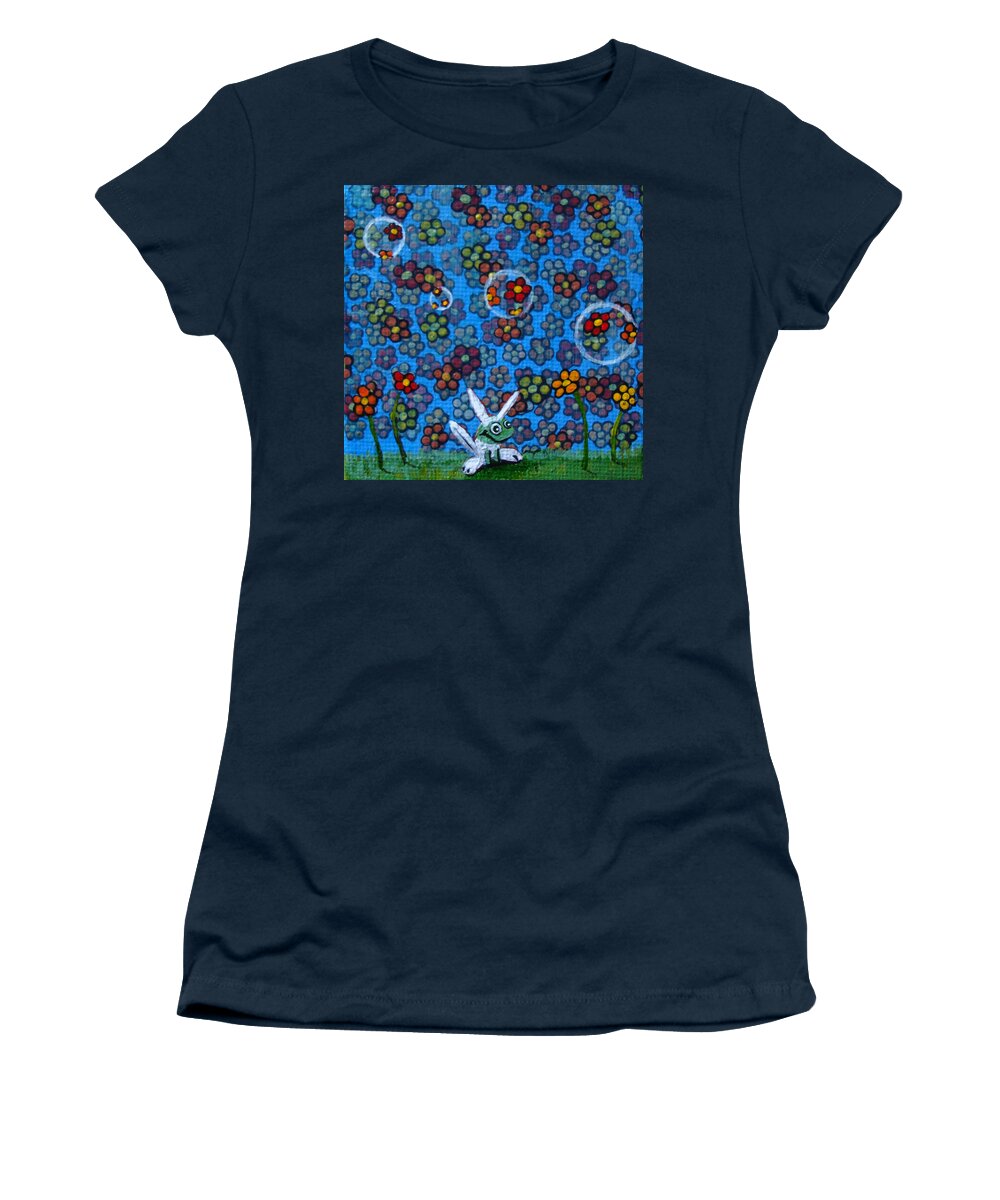 Frog Women's T-Shirt featuring the painting A Frog In a Bunny Suit by Mindy Huntress