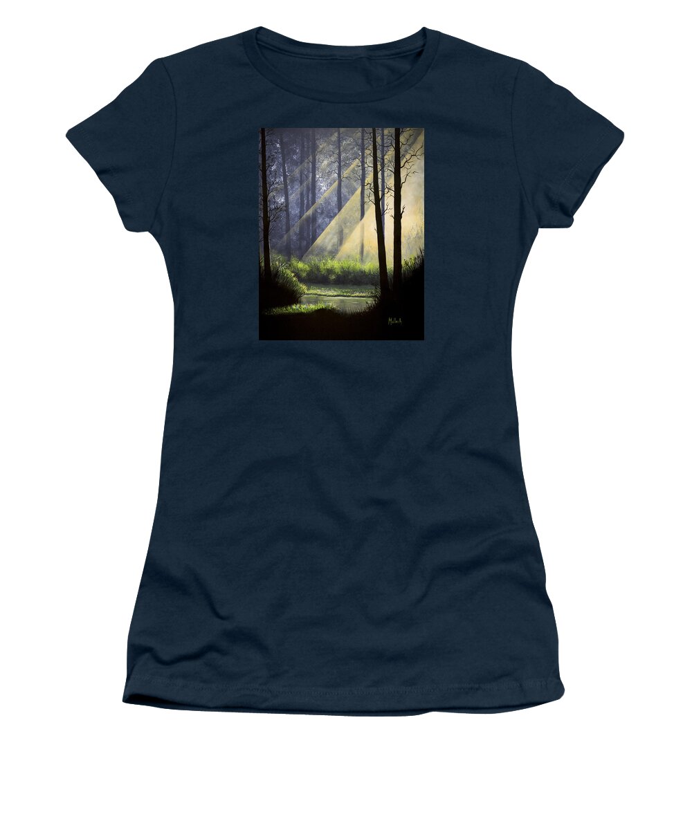 Landscape Women's T-Shirt featuring the painting A Quiet Place by Jack Malloch