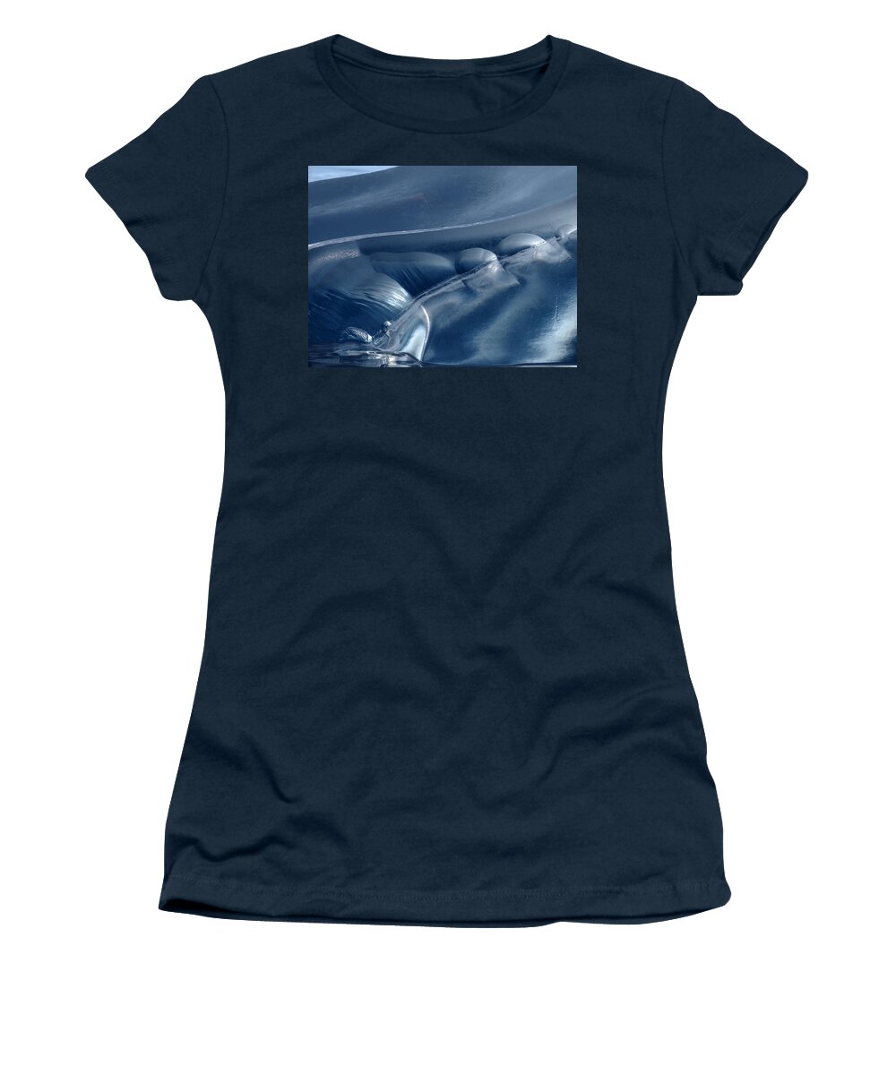 Ice Women's T-Shirt featuring the photograph Abstraction in Blue by Ginny Barklow