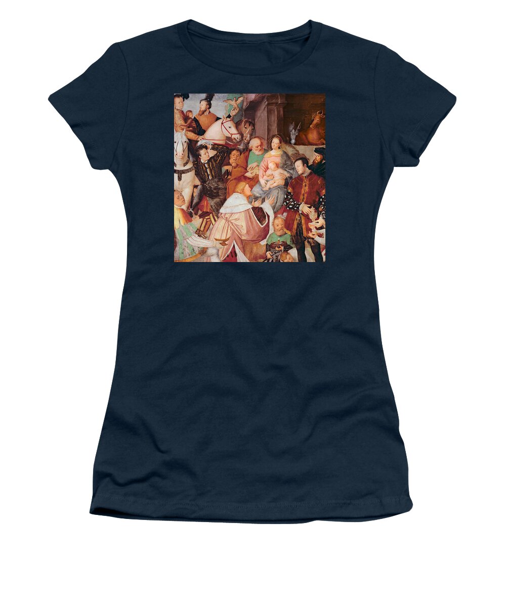 Nativity Women's T-Shirt featuring the painting Adoration of the Magi by Gaudenzio Ferrari