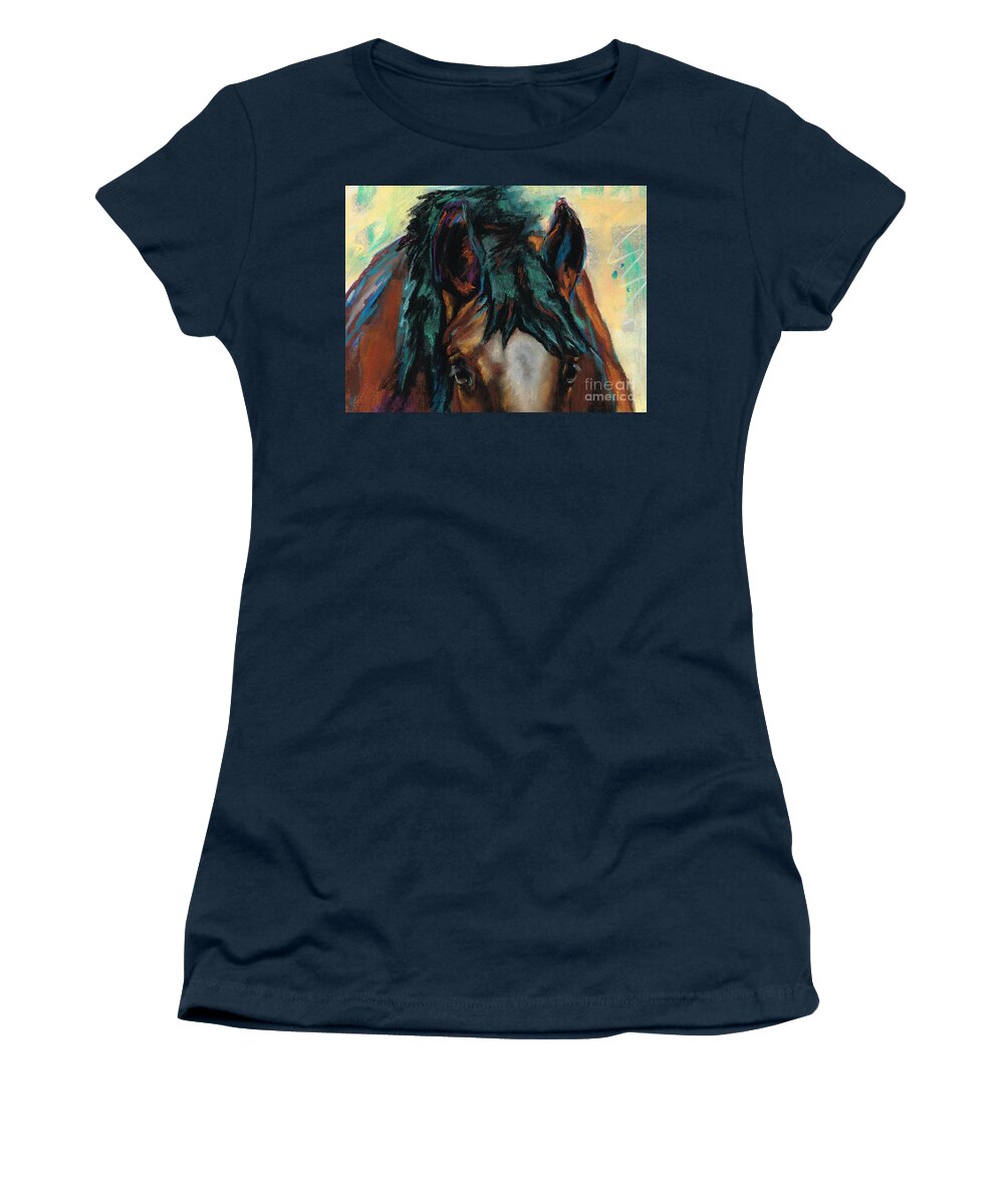 Horse Art Women's T-Shirt featuring the painting All Knowing by Frances Marino