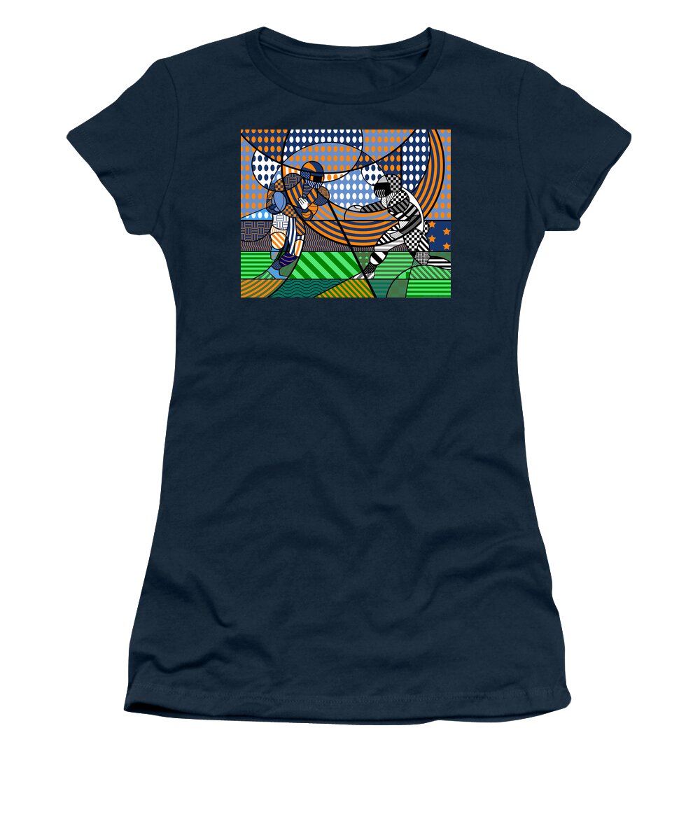 Colorful Women's T-Shirt featuring the digital art American Football - Broncos by Randall J Henrie