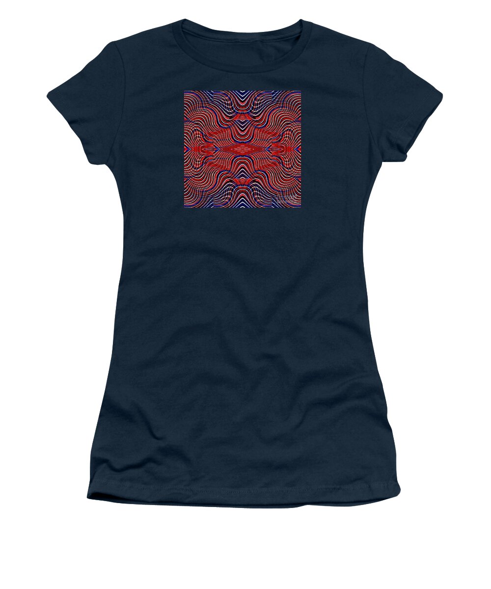 Swirl Women's T-Shirt featuring the digital art Americana Swirl Design 9 by Sarah Loft