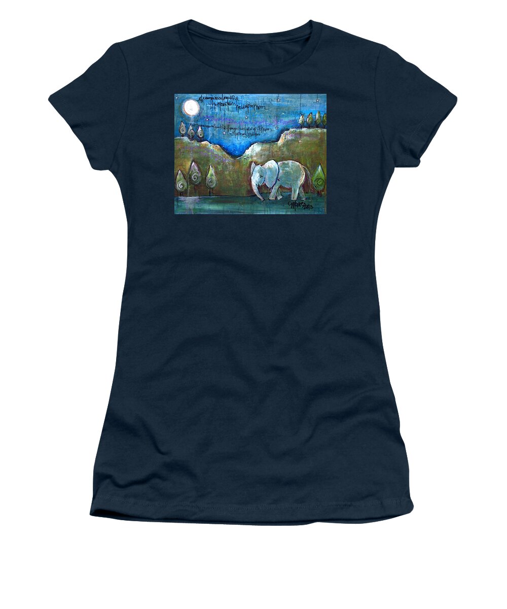 Elephant Women's T-Shirt featuring the painting An Elephant for You by Laurie Maves ART