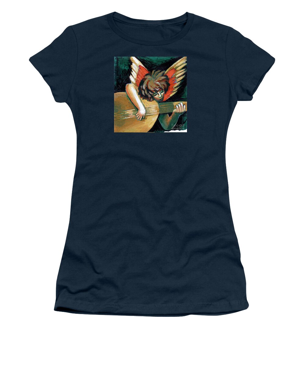 Angel Women's T-Shirt featuring the painting Angel With Lute by Genevieve Esson