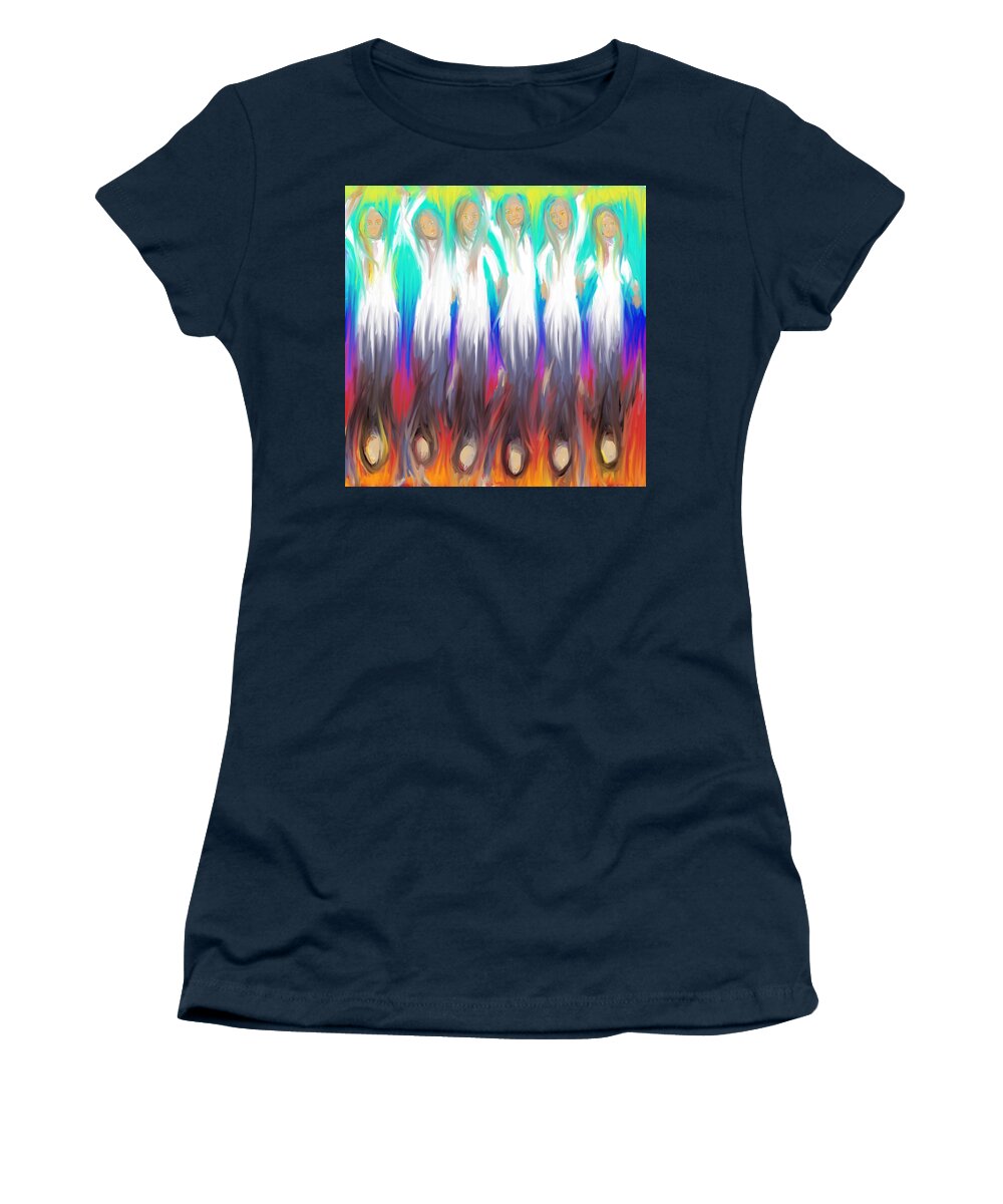 Angels Women's T-Shirt featuring the painting Angels 3 26 2014 by Hidden Mountain