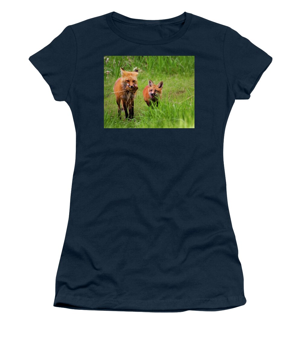 Fox Women's T-Shirt featuring the photograph Anticipation by Jim Garrison