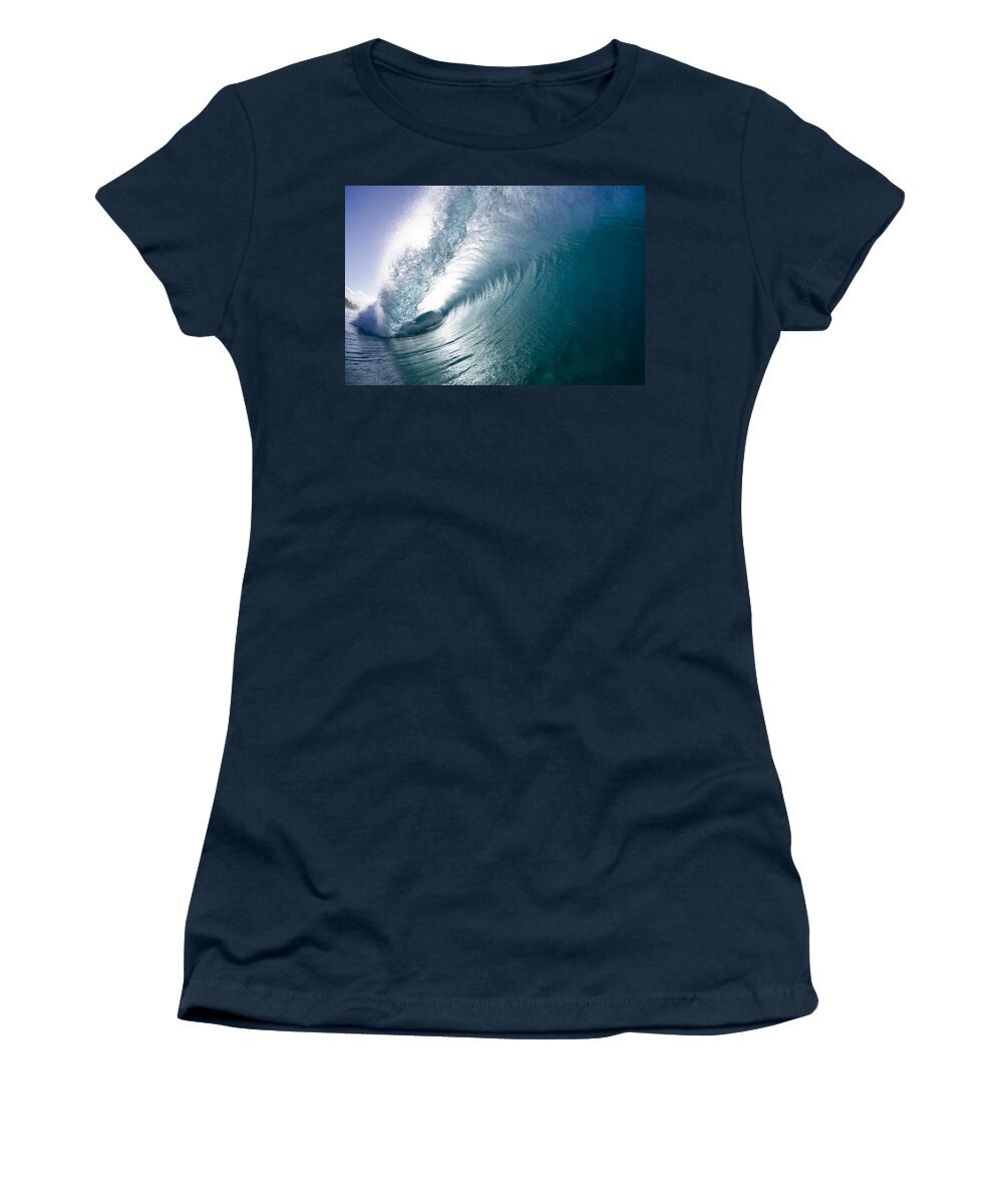 Aqua Curl Women's T-Shirt featuring the photograph Aqua Curl by Sean Davey