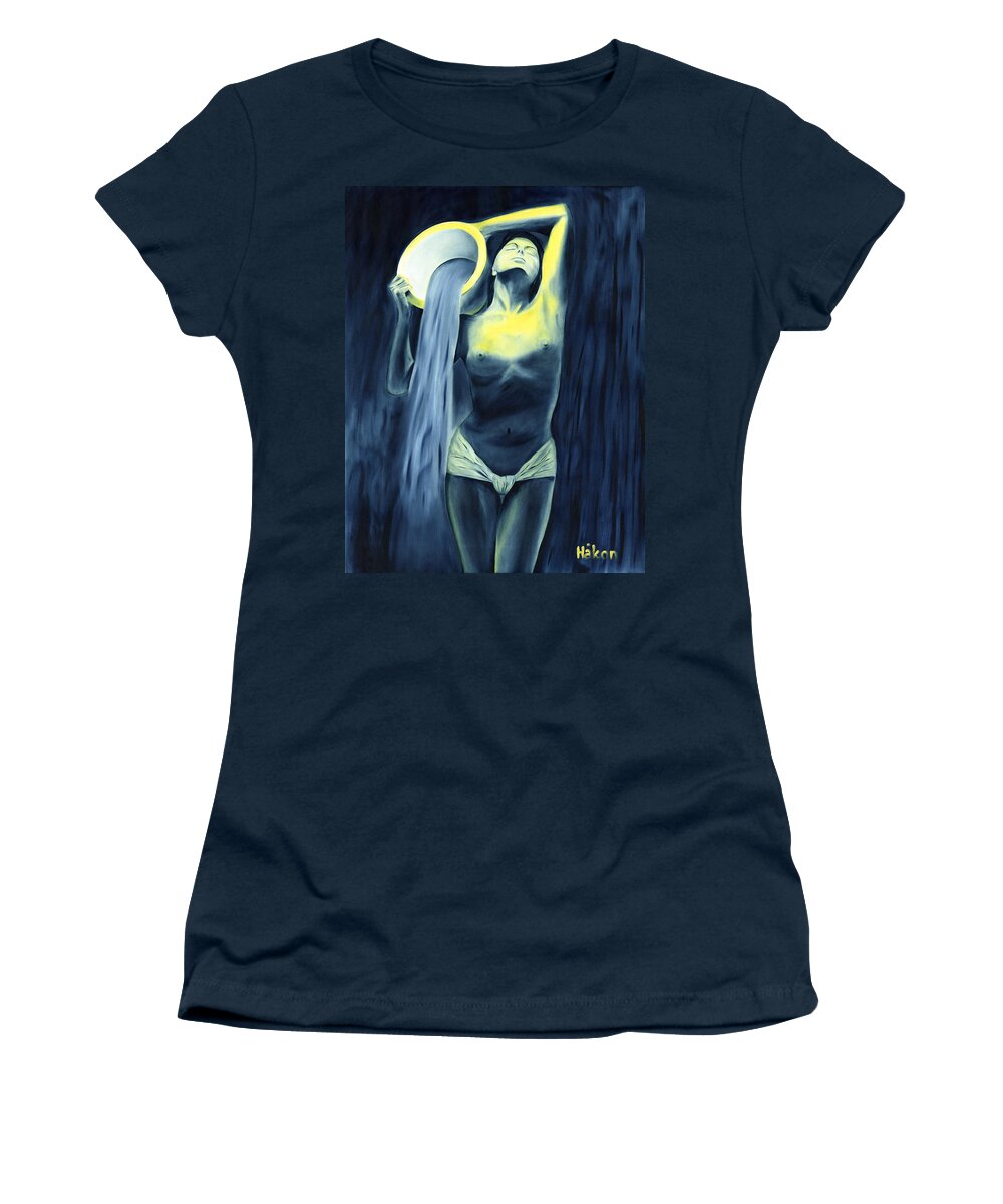 Artistic Women's T-Shirt featuring the painting Aquarius by Hakon Soreide