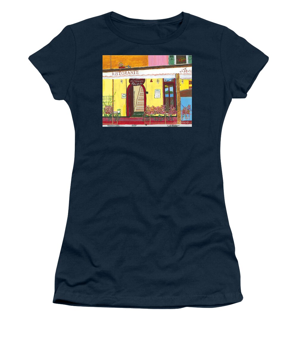 Restaurant Women's T-Shirt featuring the painting Aristede in Cinque Terra by Paul Fields