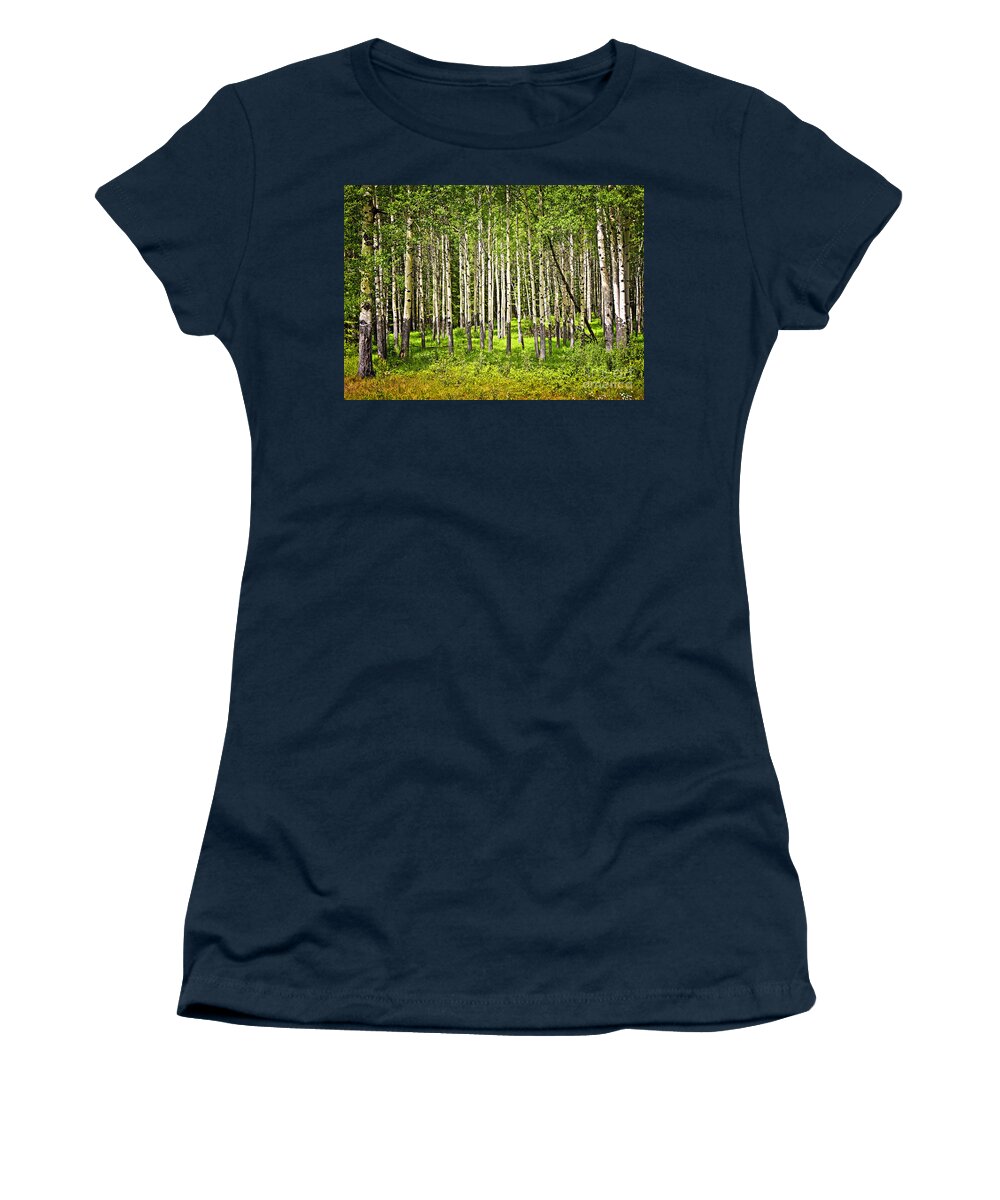 Forest Women's T-Shirt featuring the photograph Aspen trees in Banff National park by Elena Elisseeva