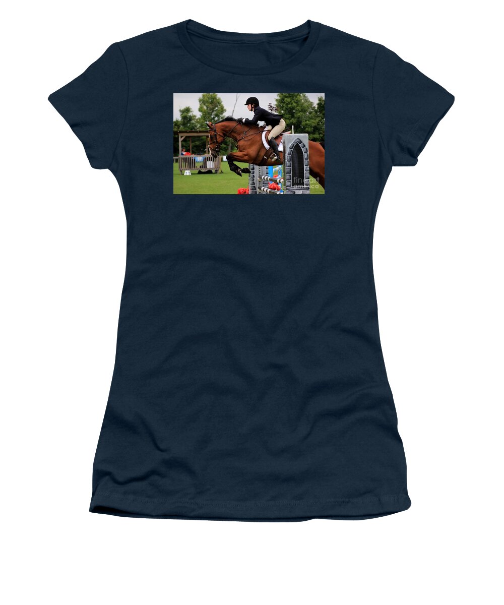 Horse Women's T-Shirt featuring the photograph At-s-jumper36 by Janice Byer
