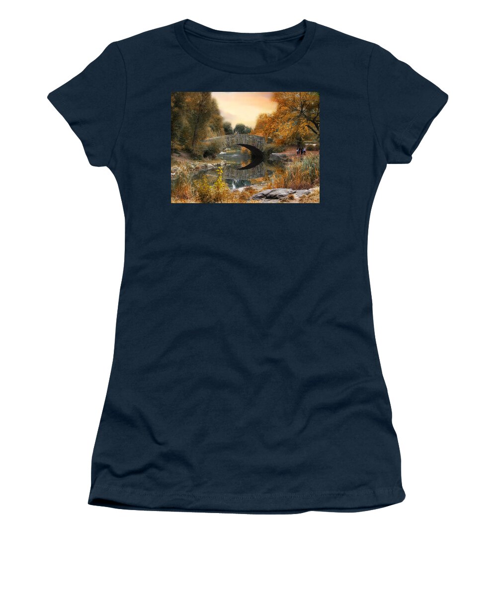 Gapstow Bridge Women's T-Shirt featuring the photograph Autumn at Gapstow Bridge by Jessica Jenney